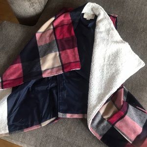 Plaid poncho type vest